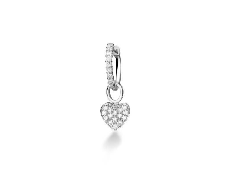 WHITE GOLD MONO EARRING I PAVÉ HEART LE BEBE' LBB541